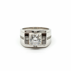 italian designed sterling silver ring with moissanite accents the "radiant elegance" ring