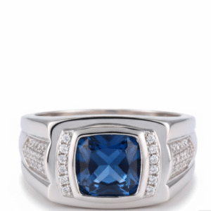 Home italian designed sterling silver ring with blue zircon the classic elegance ring