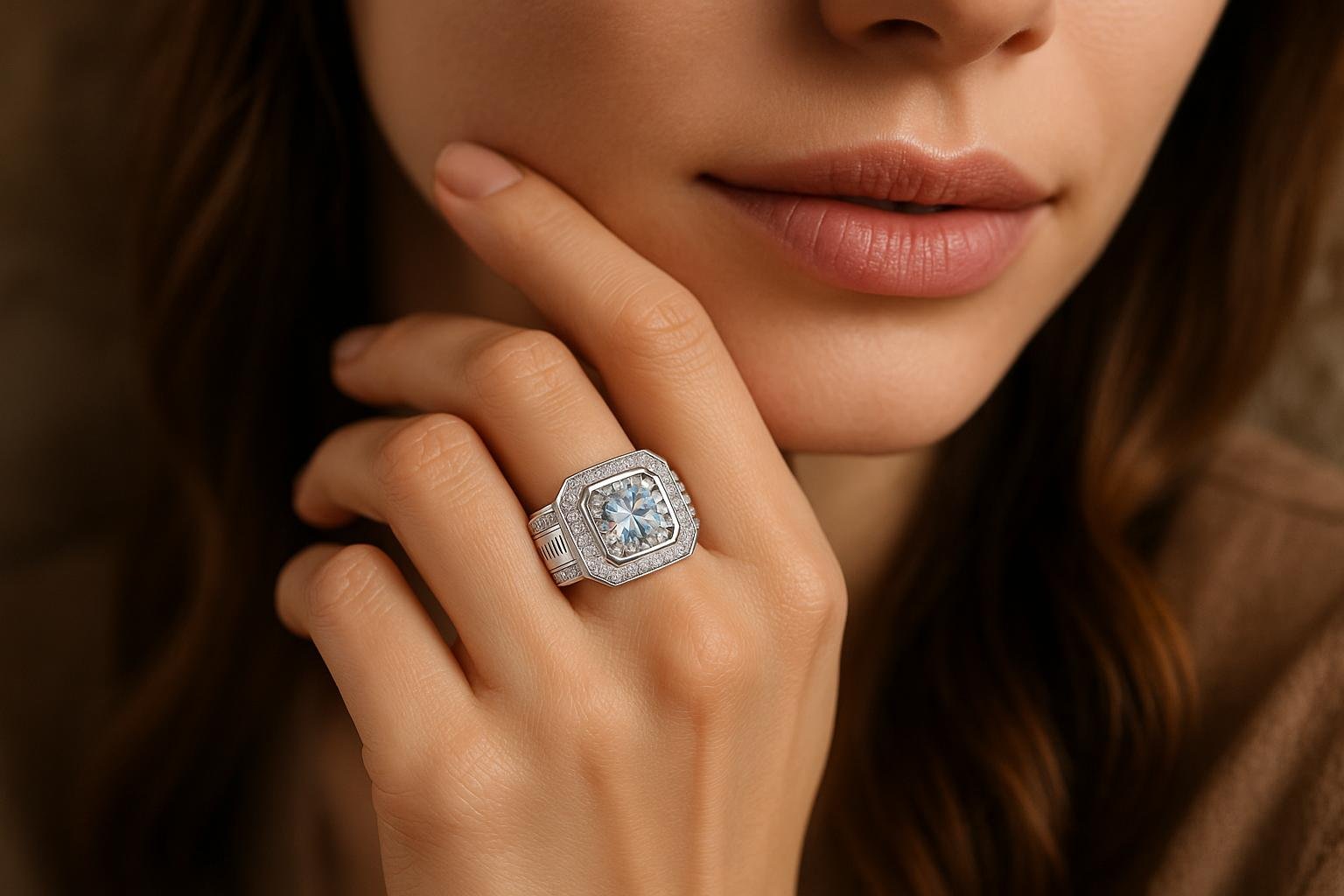 Italian-Designed Ring with Moissanite - The Brilliant Elegance Ring italian designed sterling silver ring with moissanite the brilliant elegance ring