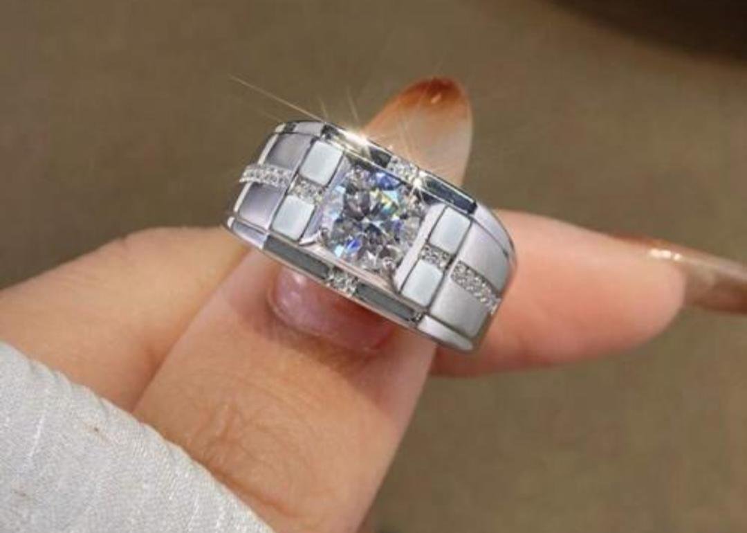 italian designed sterling silver ring with moissanite accents the "radiant elegance" ring