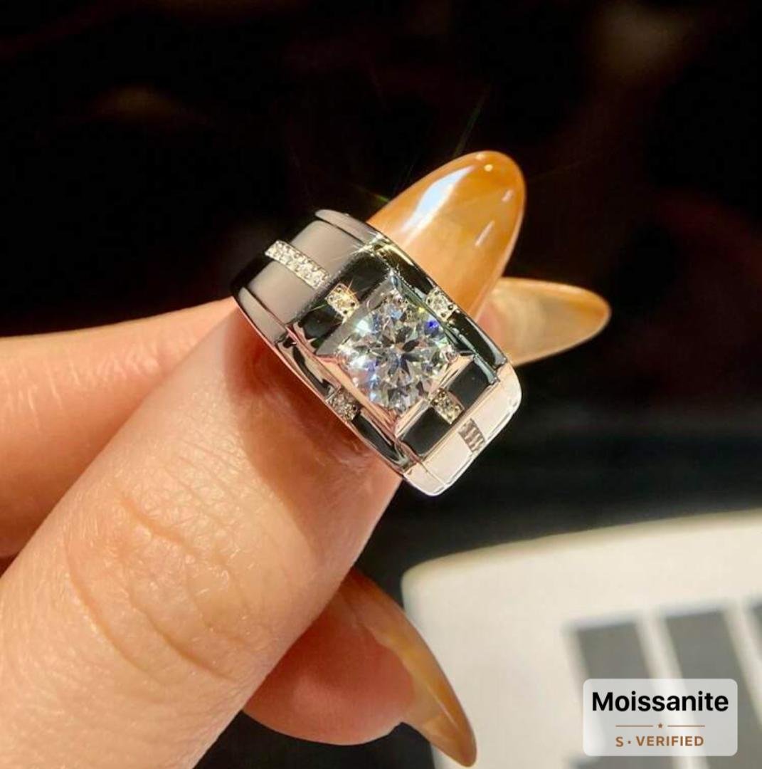 italian designed sterling silver ring with moissanite accents the "radiant elegance" ring