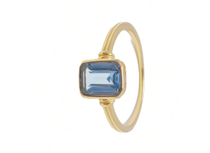 elegant ins style square blue cz ring | dainty gold plated s925 silver statement ring for women elegant ins style square blue cz ring | dainty gold plated s925 silver statement ring for women