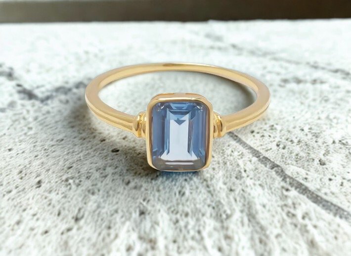 elegant ins style square blue cz ring | dainty gold plated s925 silver statement ring for women elegant ins style square blue cz ring | dainty gold plated s925 silver statement ring for women