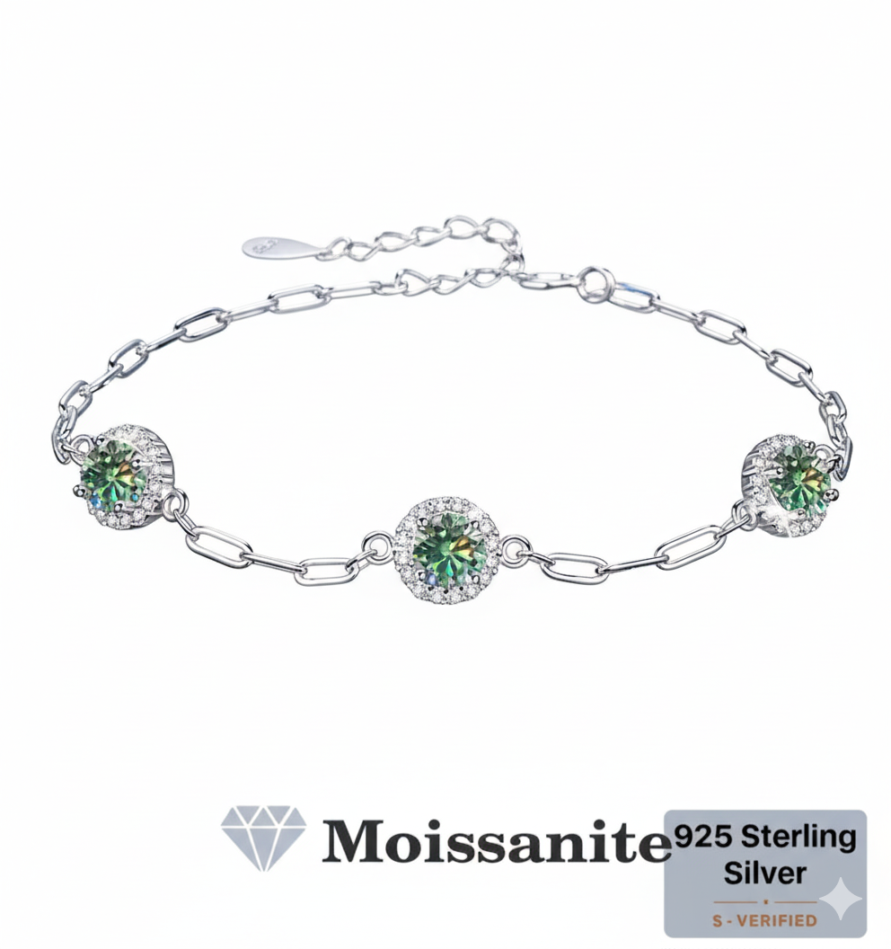 Home luxury 925 silver moissanite fashion station bracelet