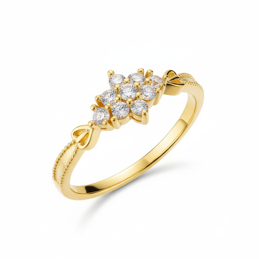 tiny finger ring for women | gold tone snowflake cluster and bow accents | elegant s925 fashion jewelry tiny finger ring for women | gold tone snowflake cluster and bow accents | elegant s925 fashion jewelry