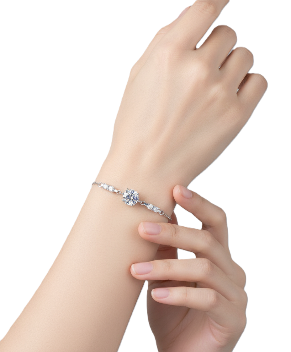 sweet & versatile 925silver 1 carat moissanite solitaire bracelet sweet & versatile 925silver 1 carat moissanite solitaire bracelet