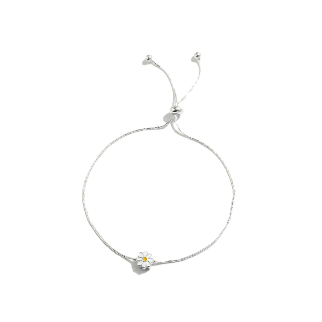 adjustable daisy charm slider bracelet in 925 sterling silver adjustable daisy charm slider bracelet in 925 sterling silver