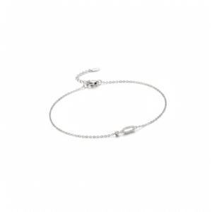 minimalist 925 sterling silver oval zirconia station bracelet