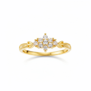 tiny finger ring for women | gold tone snowflake cluster and bow accents | elegant s925 fashion jewelry