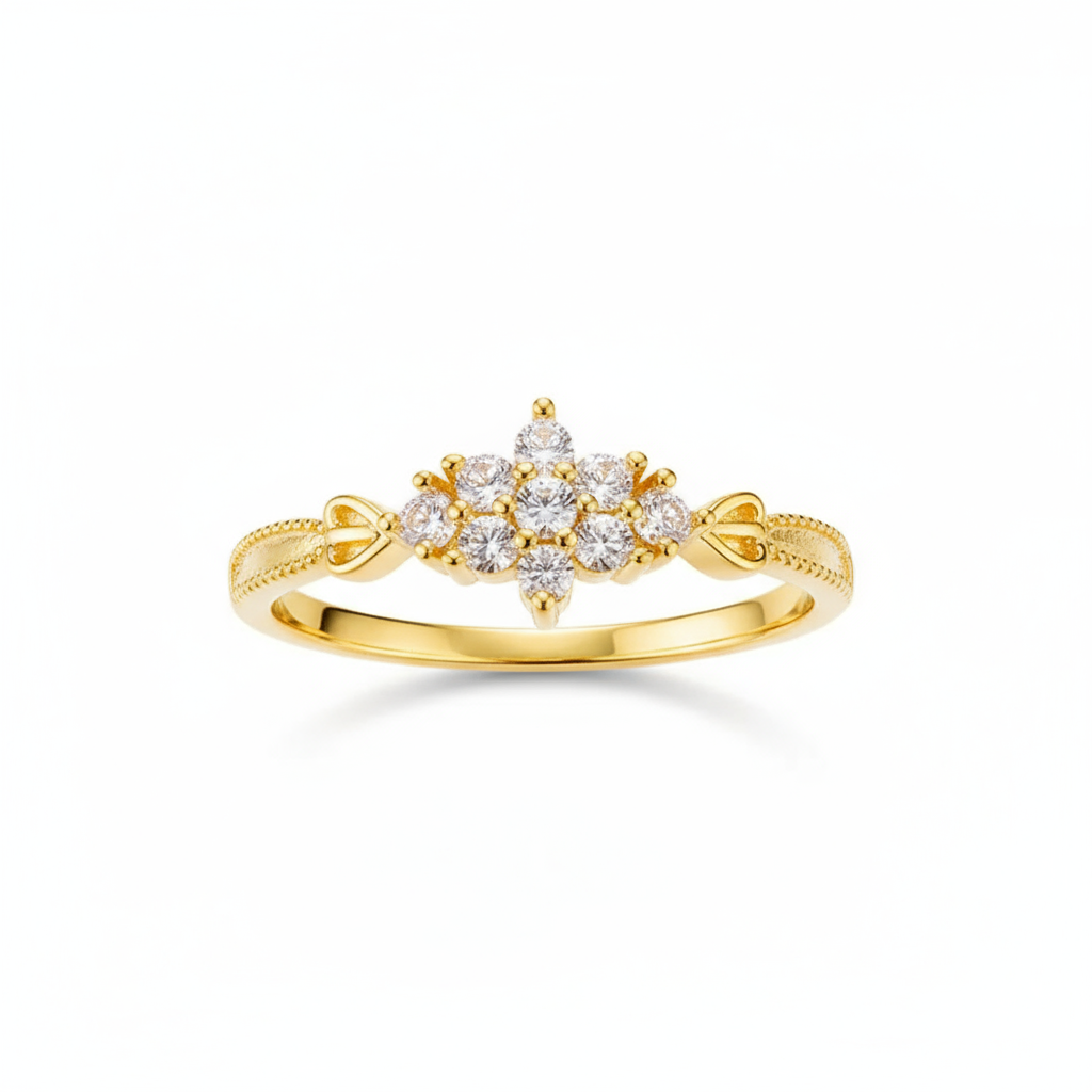 tiny finger ring for women | gold tone snowflake cluster and bow accents | elegant s925 fashion jewelry tiny finger ring for women | gold tone snowflake cluster and bow accents | elegant s925 fashion jewelry