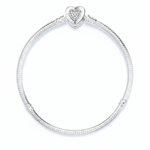 fashionable & exquisite 925 sterling silver heart clasp snake chain bracelet