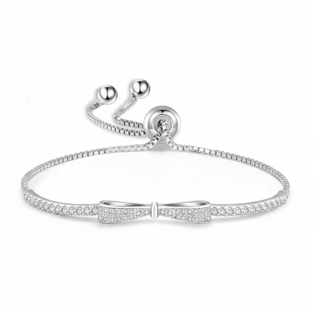 exquisite 925 sterling silver micro paved zirconia bow bracelet exquisite 925 sterling silver micro paved zirconia bow bracelet
