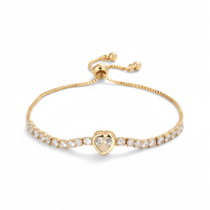 dazzling adjustable heart cz tennis bracelet s925 sterling silver