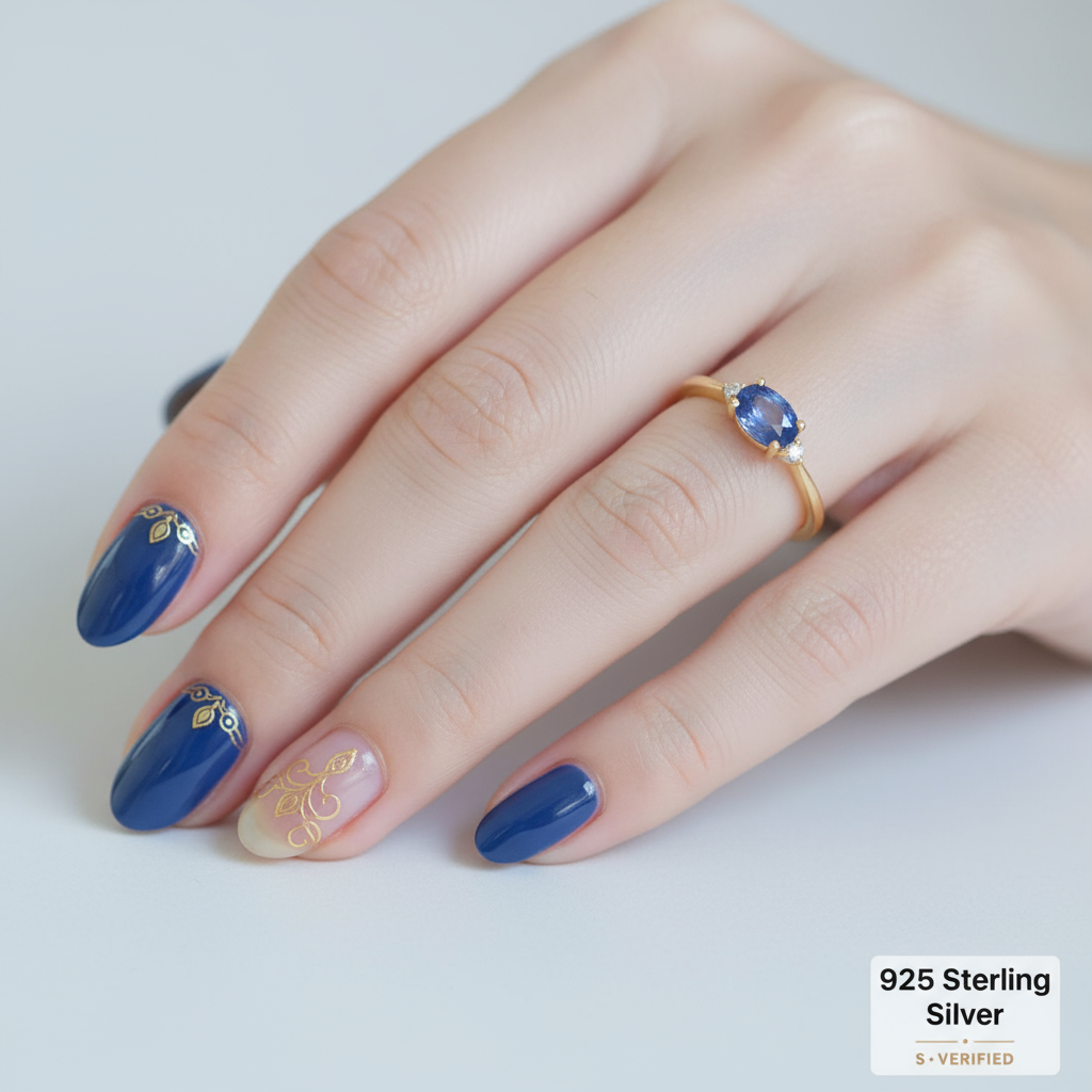 minimalist gold plated 925 silver blue sapphire style ring for women minimalist gold plated 925 silver blue sapphire style ring for women