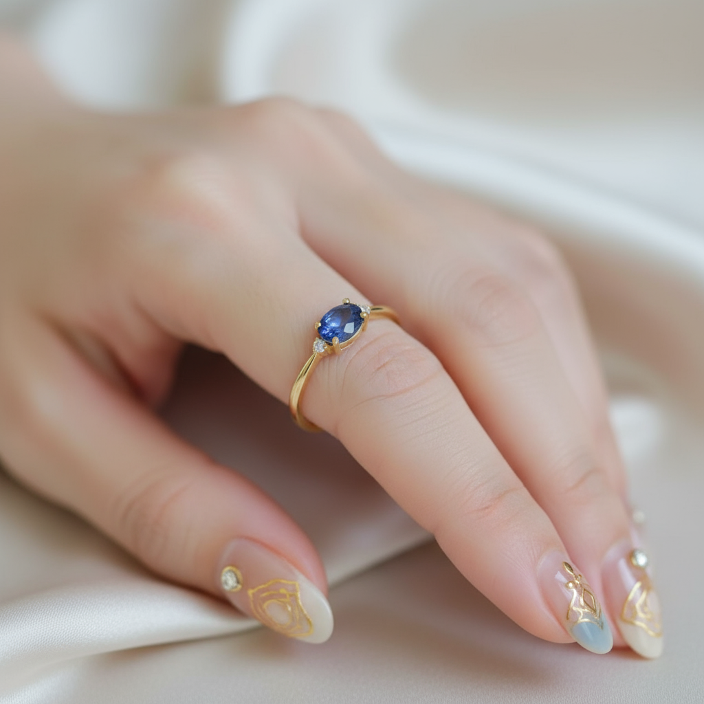 minimalist gold plated 925 silver blue sapphire style ring for women minimalist gold plated 925 silver blue sapphire style ring for women