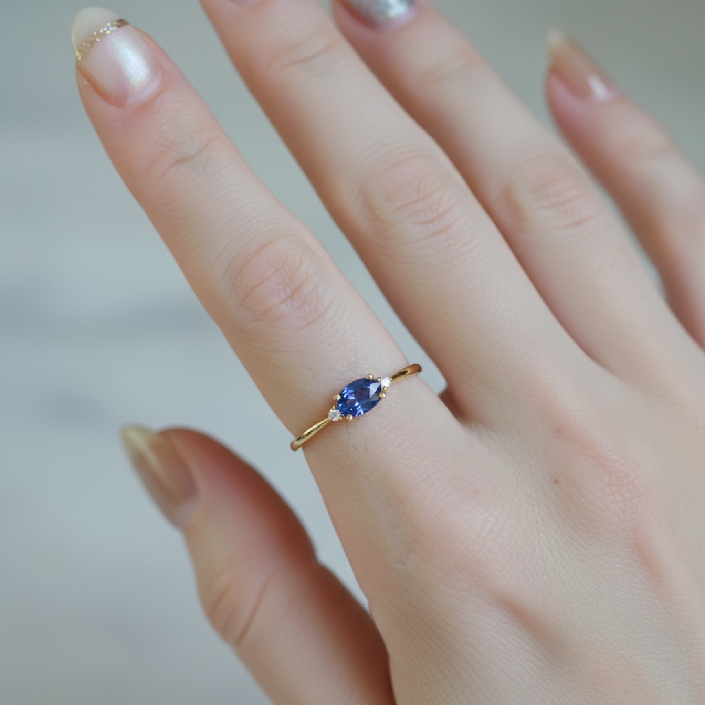 minimalist gold plated 925 silver blue sapphire style ring for women minimalist gold plated 925 silver blue sapphire style ring for women