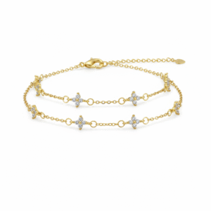 delicate four leaf clover station bracelet 925 sterling silver