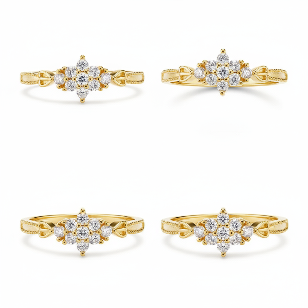 tiny finger ring for women | gold tone snowflake cluster and bow accents | elegant s925 fashion jewelry tiny finger ring for women | gold tone snowflake cluster and bow accents | elegant s925 fashion jewelry