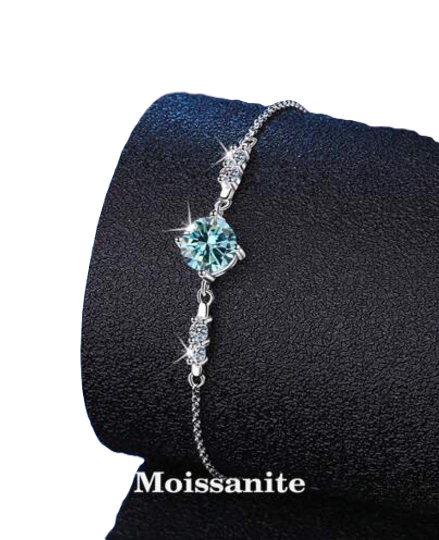 sweet & versatile 925 silver 1 carat blue moissanite bracelet sweet & versatile 925 silver 1 carat blue moissanite bracelet