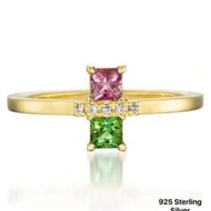 luxury gold plated 925 silver dual colour square cz ring for women | high quality fine jewellery