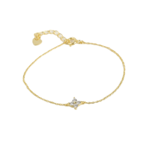 Home dainty gold plated 925 silver four leaf clover bracelet