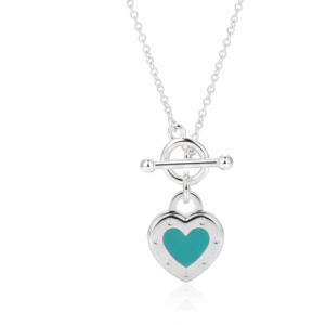timeless elegance: 925 sterling silver heart toggle necklace