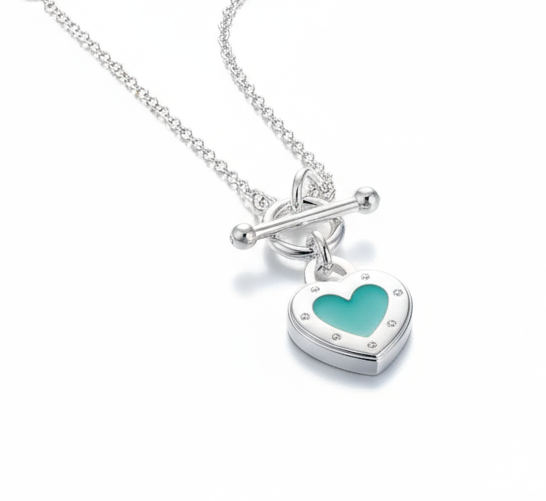 Home timeless elegance: 925 sterling silver heart toggle necklace
