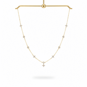 dainty gold plated 925 silver dangling flower & cubic zirconia station necklace