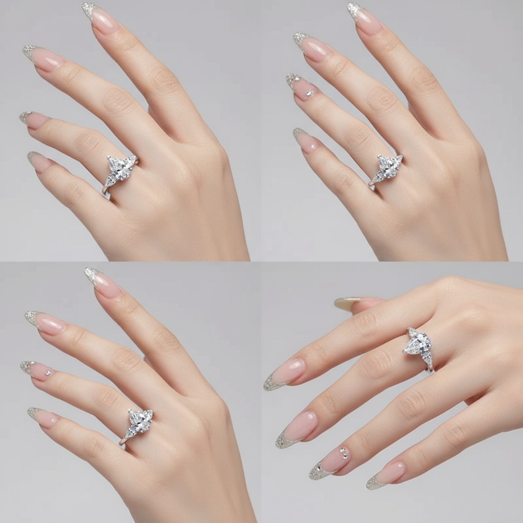 Dazzling Teardrop Three-Stone Ring - Image 4