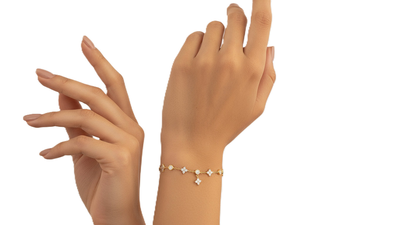 Dangling Flower & CZ Station Bracelet - Image 4