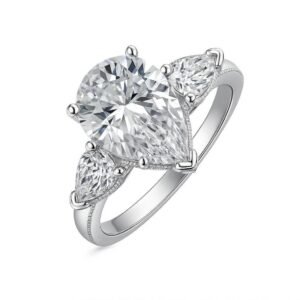 Dazzling Teardrop Three-Stone Ring