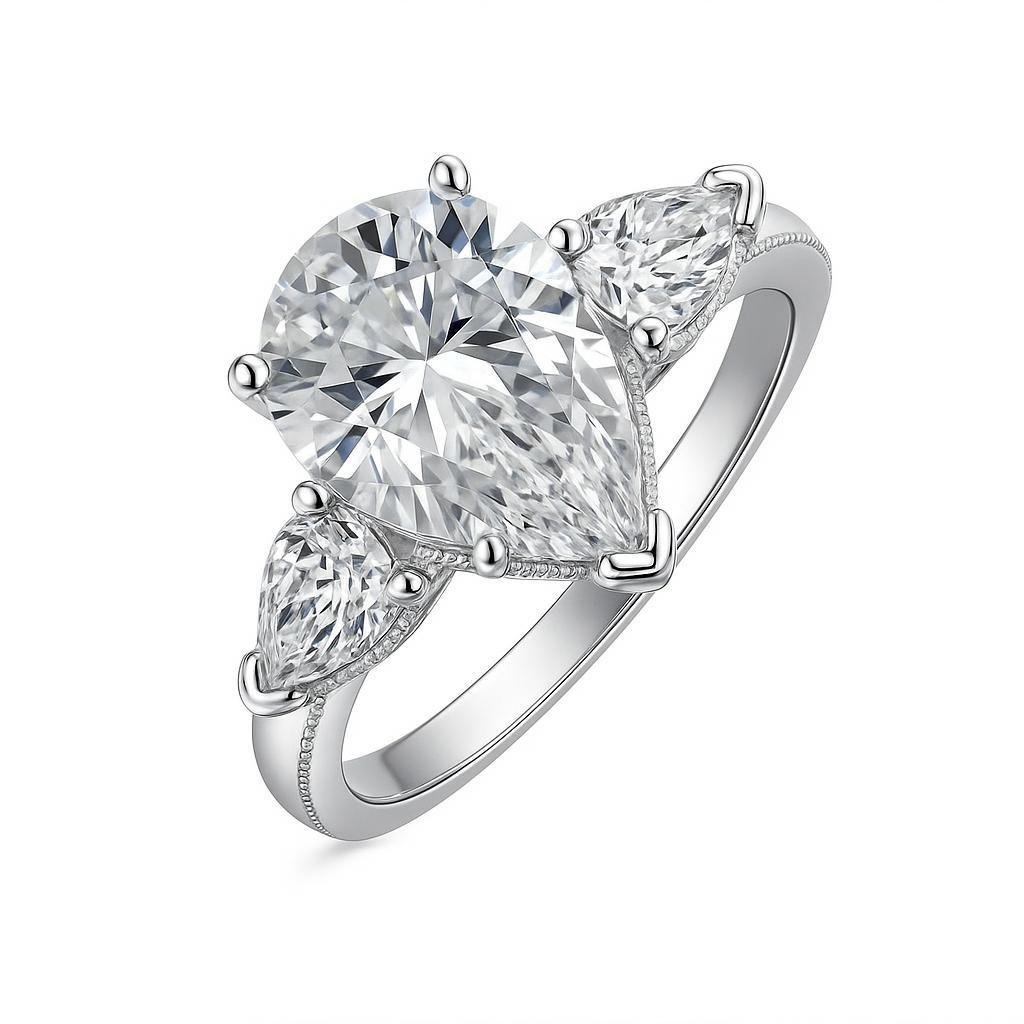 Dazzling Teardrop Three-Stone Ring