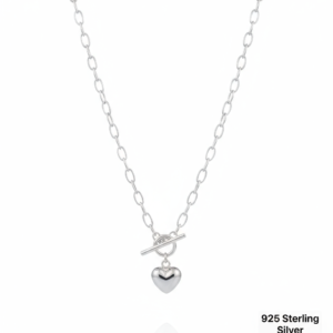 Chunky Chain Toggle Necklace with Puffy Heart Charm