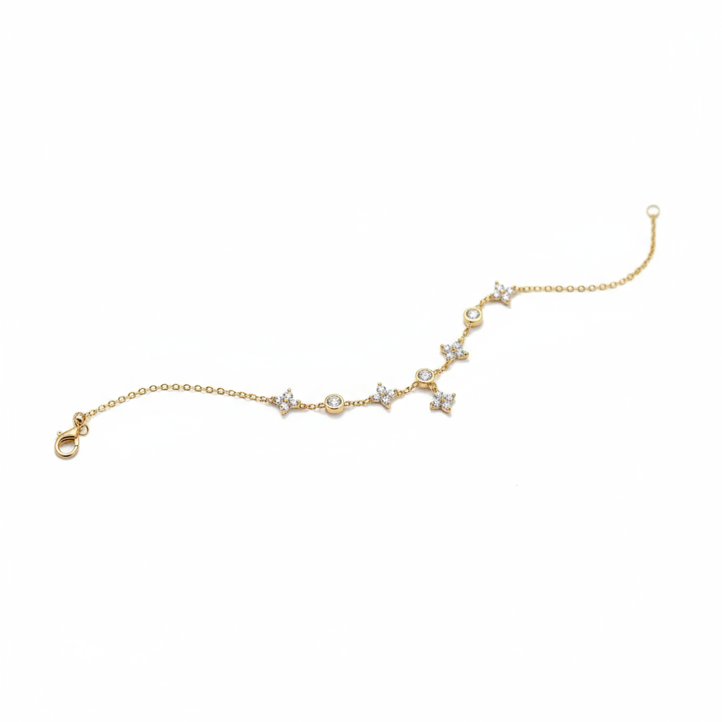 Dangling Flower & CZ Station Bracelet - Image 3