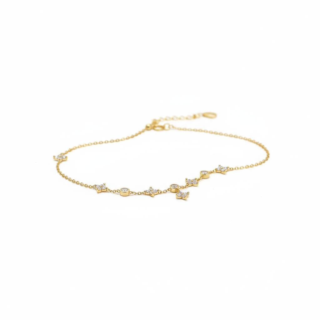 Dangling Flower & CZ Station Bracelet