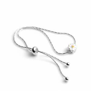 Adjustable Daisy Charm Slider Bracelet