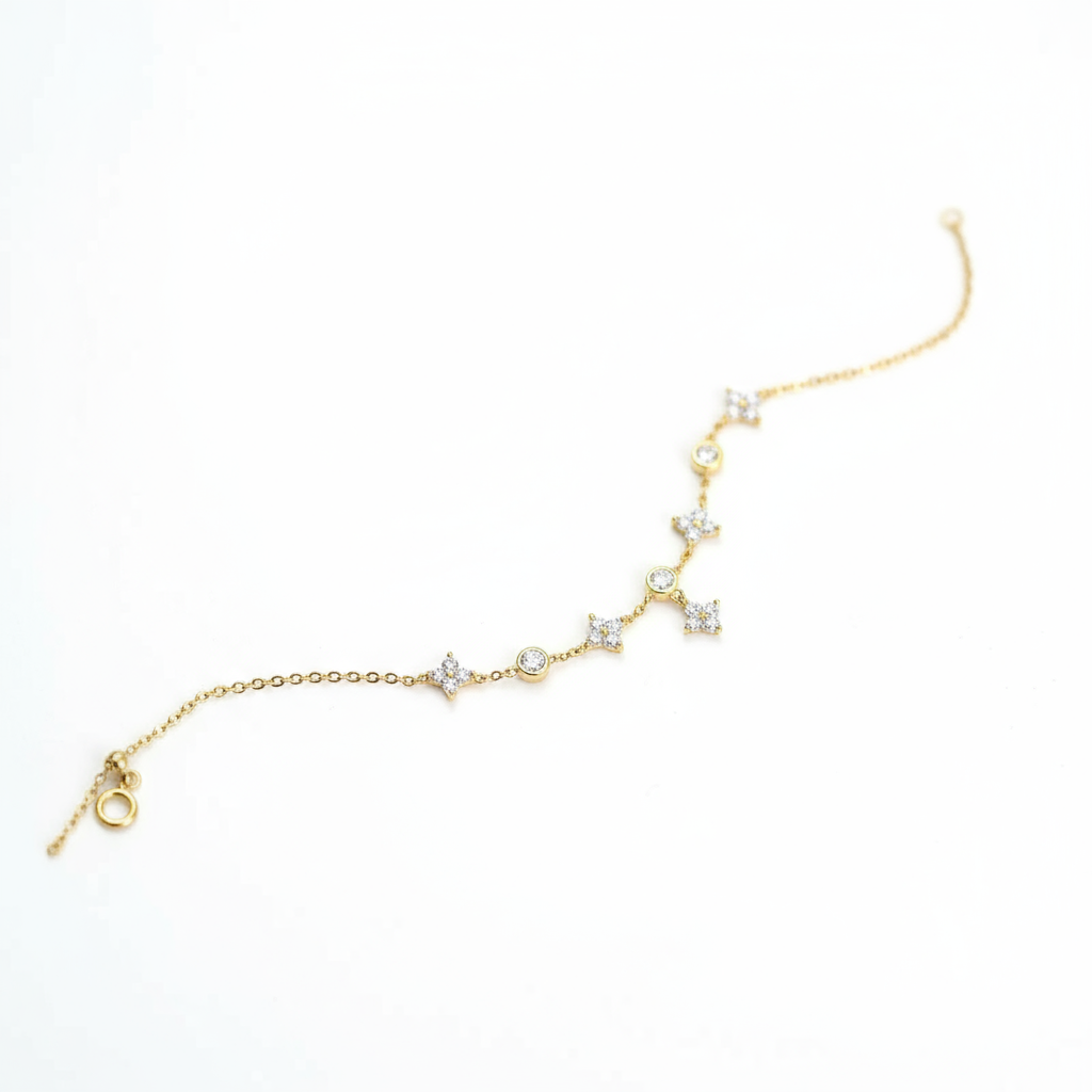 Dangling Flower & CZ Station Bracelet - Image 2