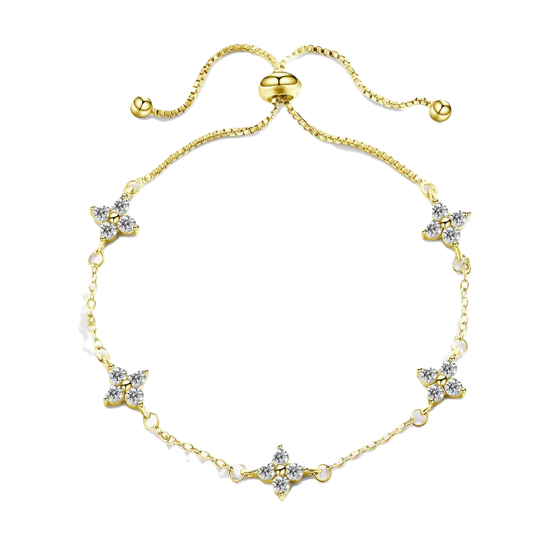 Dainty Flower Station Slider Bracelet