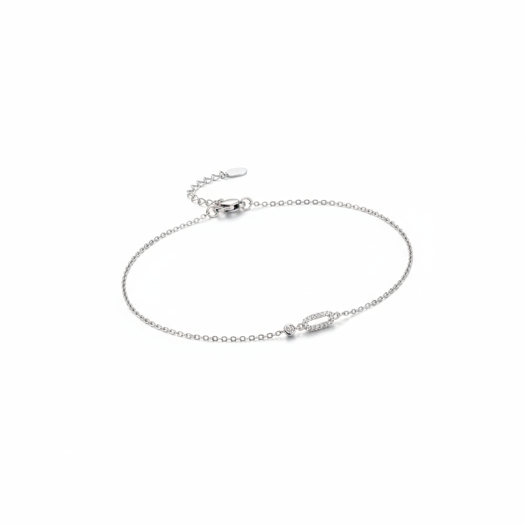 Dainty Open Oval Cubic Zirconia Station Bracelet