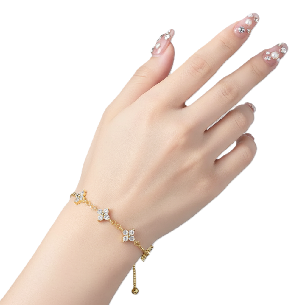 Dainty Flower Station Slider Bracelet - Image 4