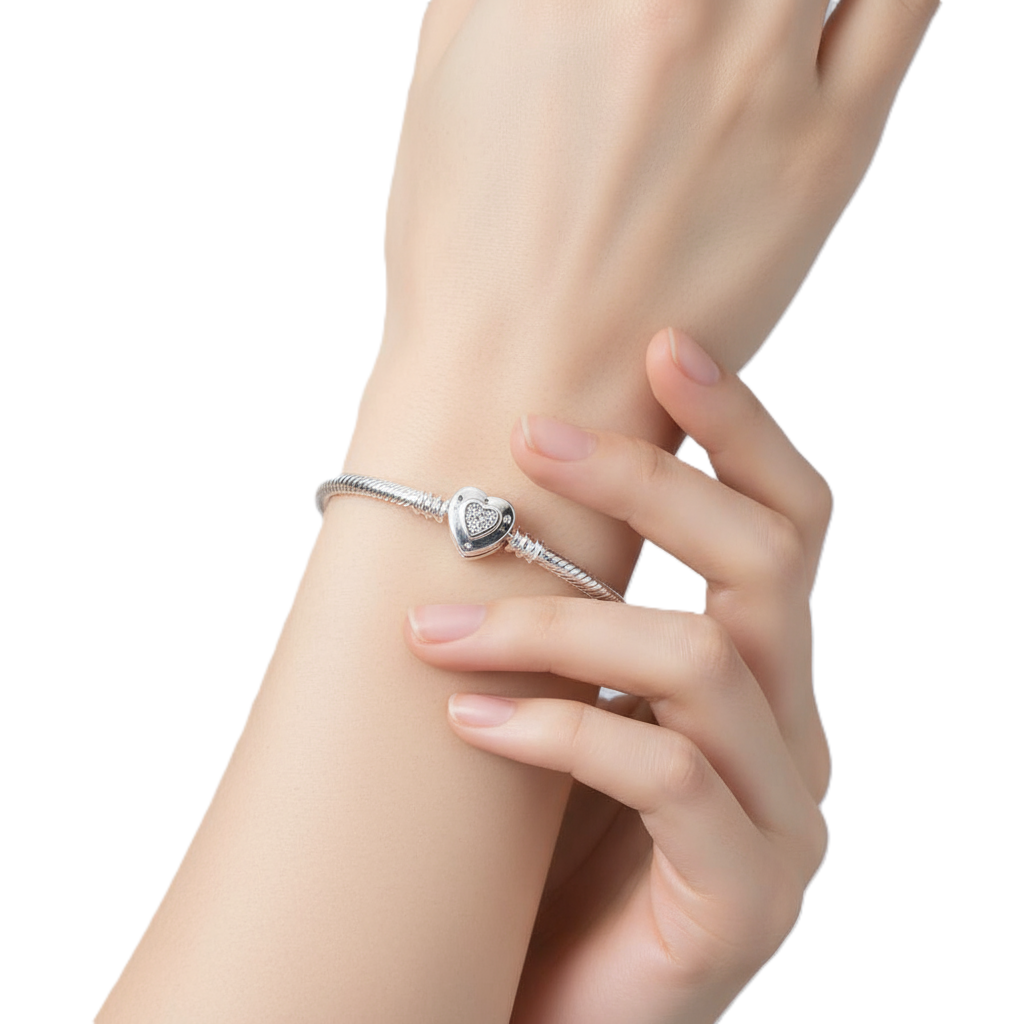 Heart Clasp Snake Chain Bracelet - Image 7