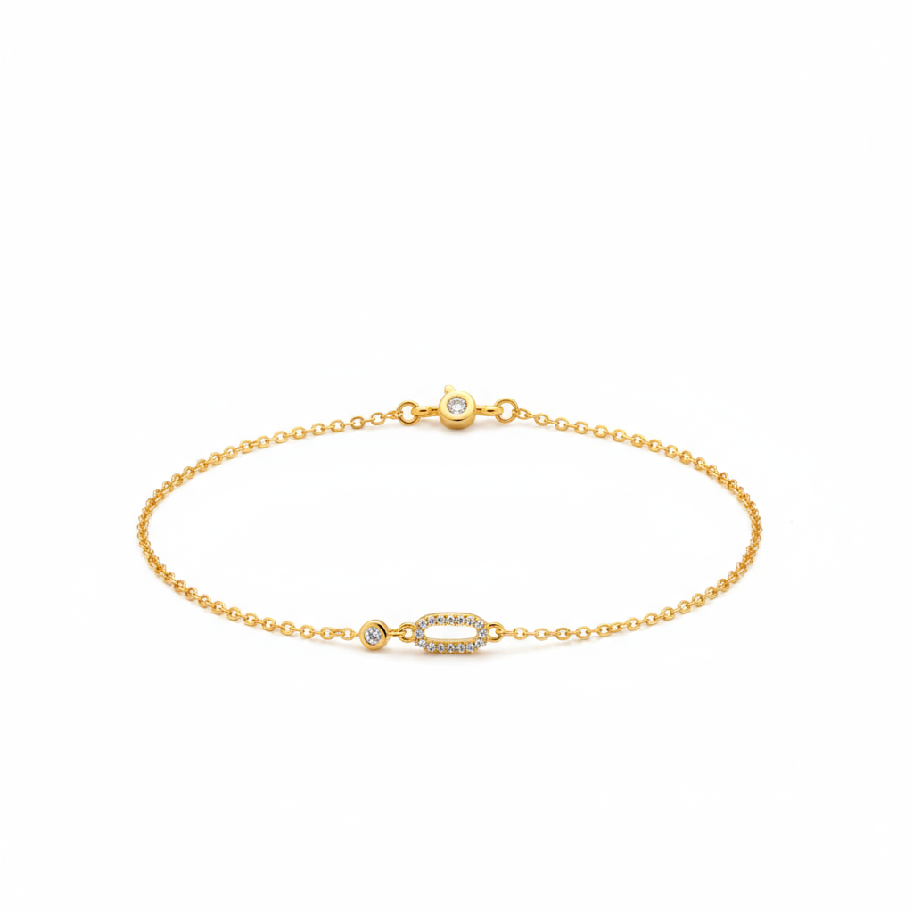 Dainty Open Oval Cubic Zirconia Station Bracelet - Image 4
