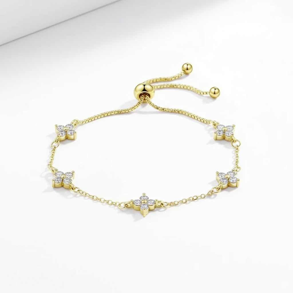 Dainty Flower Station Slider Bracelet - Image 2