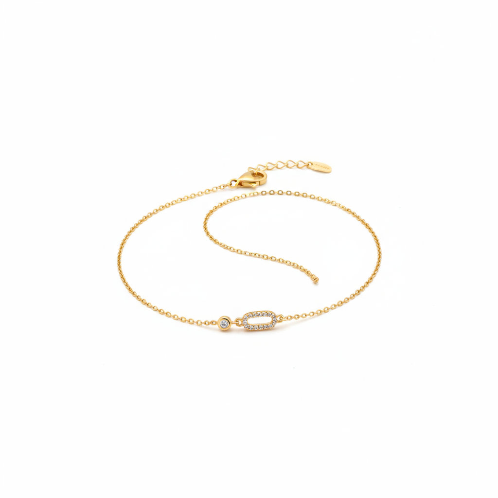 Dainty Open Oval Cubic Zirconia Station Bracelet - Image 2