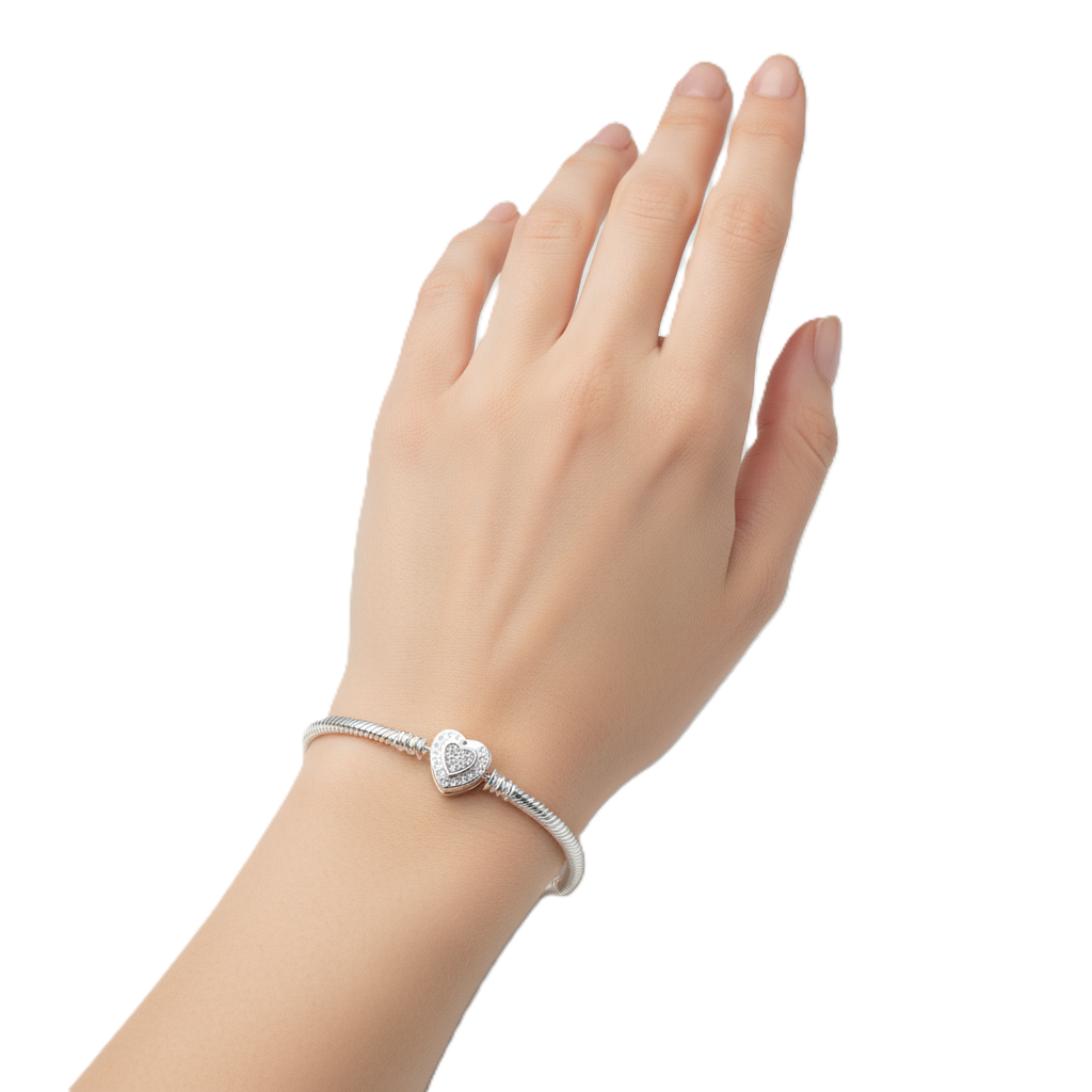 Heart Clasp Snake Chain Bracelet - Image 5