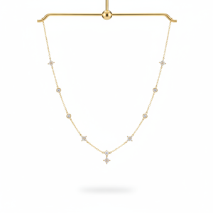 Dangling Flower & CZ Station Necklace