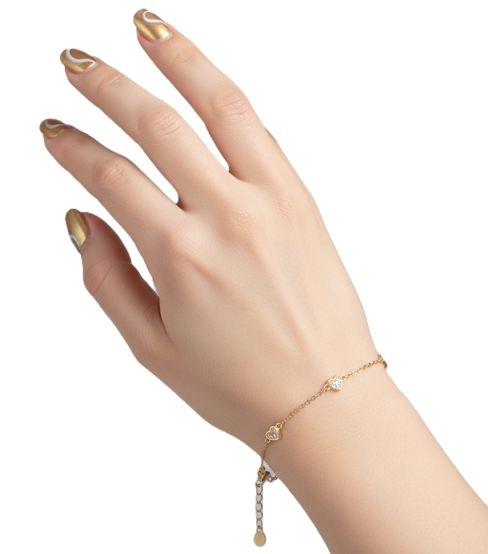 Dainty Three Heart Station Bracelet - Image 4
