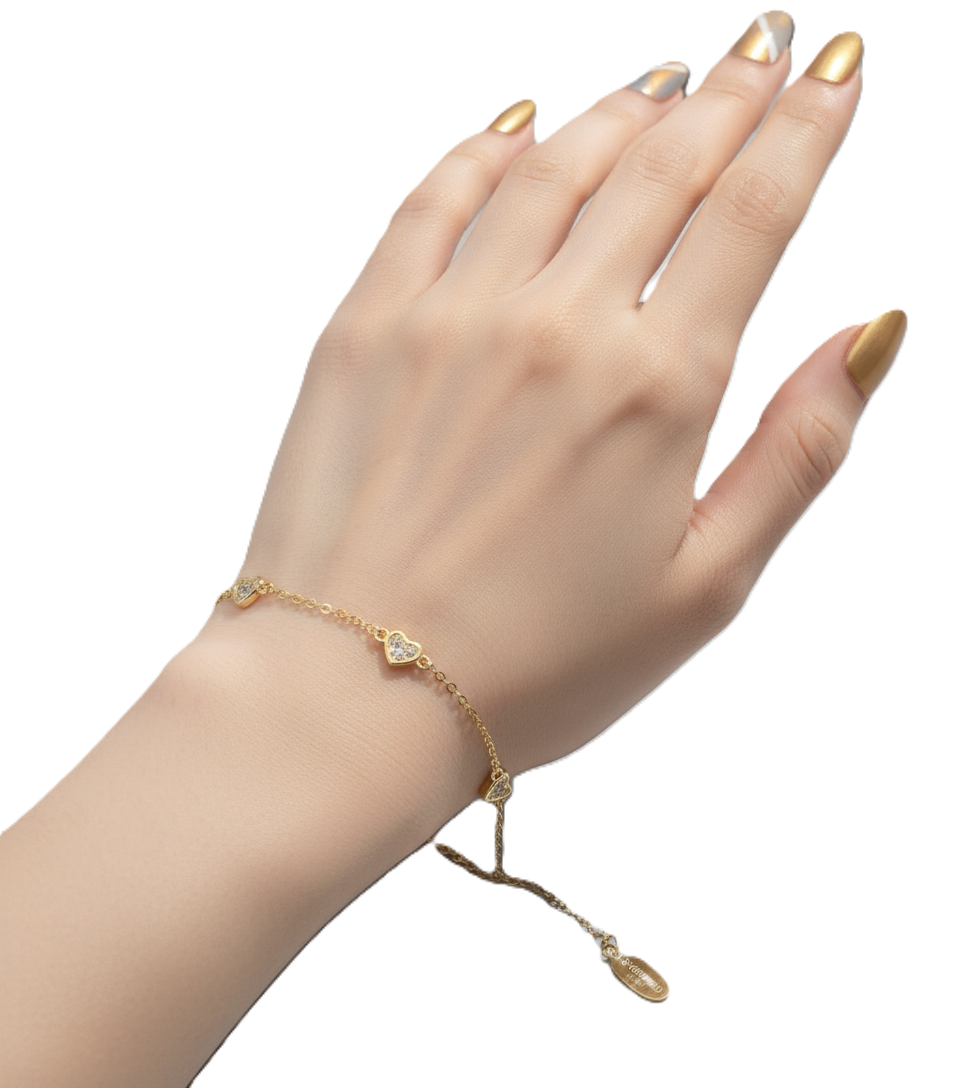 Dainty Three Heart Station Bracelet - Image 5