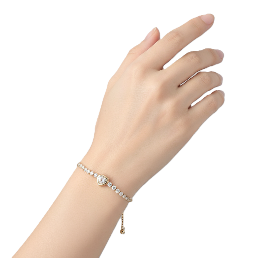 Dazzling Adjustable Heart CZ Tennis Bracelet - Image 4