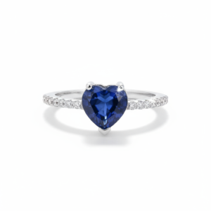 Dainty Heart Ring with Blue Zirconia Pavé Band